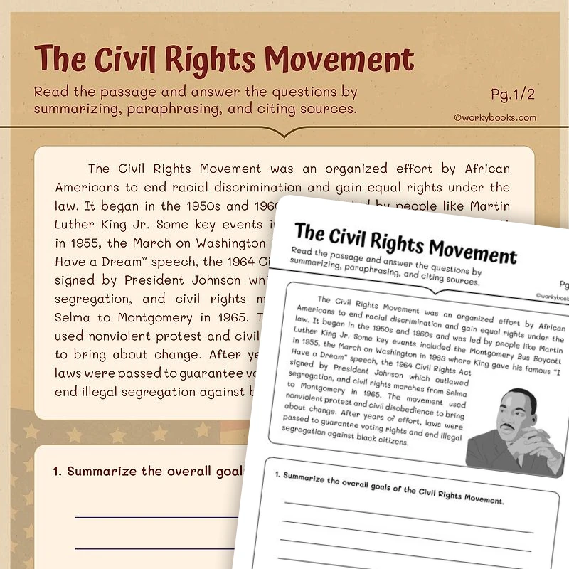 The Civil Rights Movement — worksheet, page 1 of 3