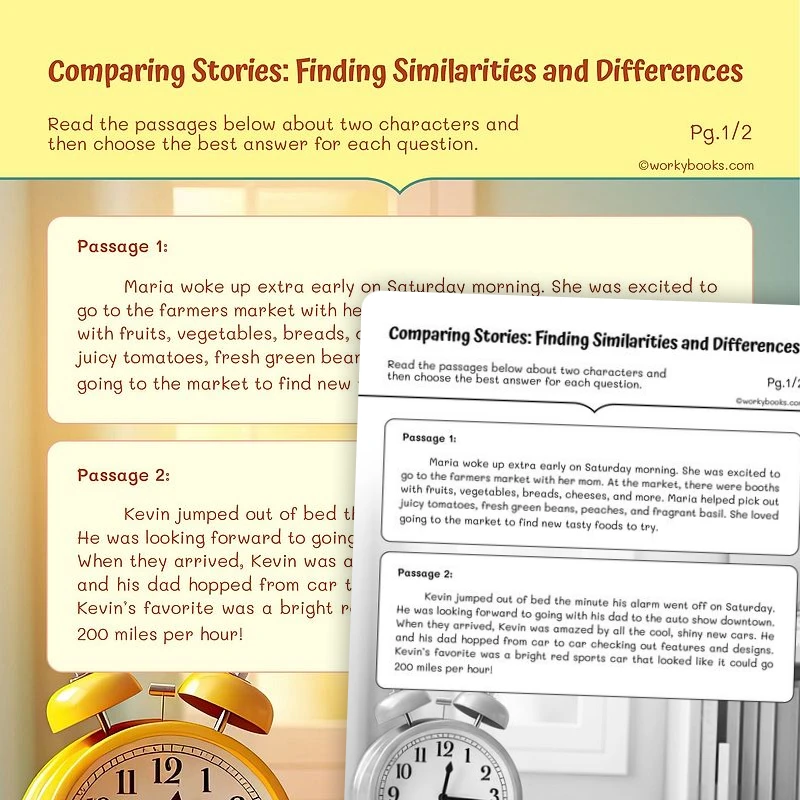 Comparing Stories: Finding Similarities and Differences — ela worksheet for Grade 5, page 1 of 3