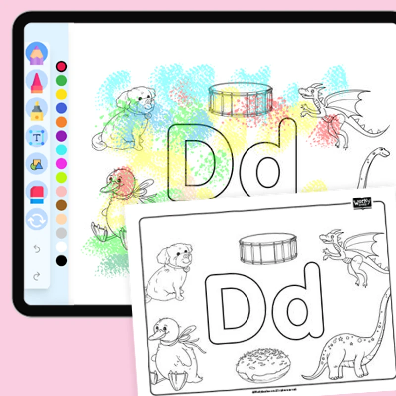 Letter D — coloring-pages coloring page for Grade 1, Grade 2, Grade 3, Grade 4, Grade 5, page 1 of 1