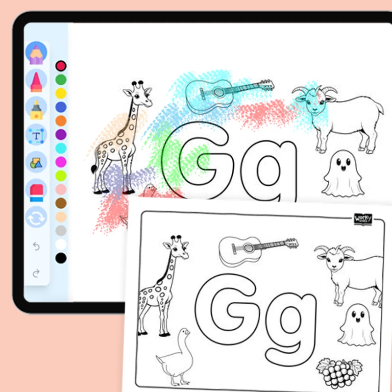 Letter G — coloring-pages coloring page for Grade 1, Grade 2, Grade 3, Grade 4, Grade 5, page 1 of 1