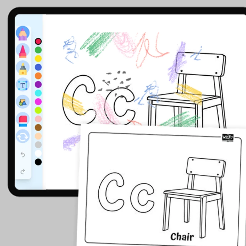 C for Chair - Everyday Objects — coloring-pages coloring page for Grade 1, Grade 2, Grade 3, Grade 4, Grade 5, page 1 of 1