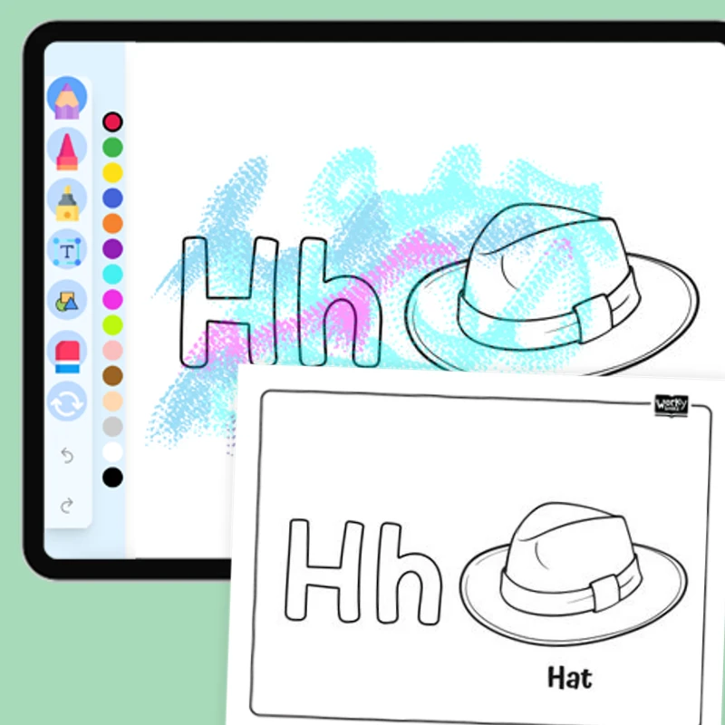 H for Hat - Everyday Objects — coloring-pages coloring page for Grade 1, Grade 2, Grade 3, Grade 4, Grade 5, page 1 of 1