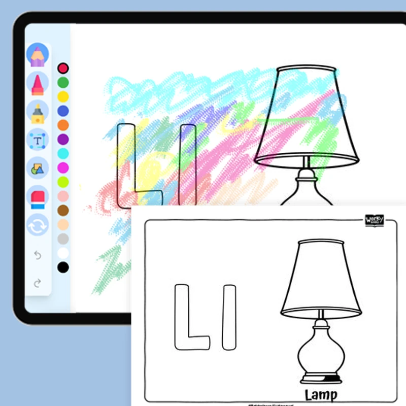 L for Lamp - Everyday Objects — coloring-pages coloring page for Grade 1, Grade 2, Grade 3, Grade 4, Grade 5, page 1 of 1