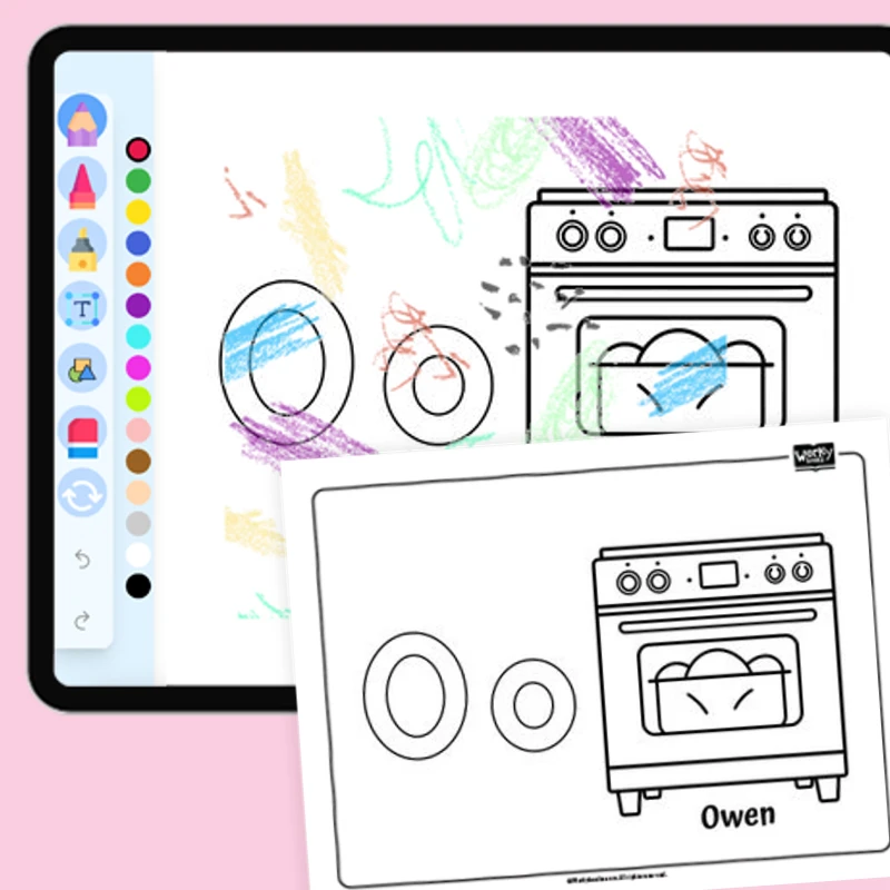 O for Oven - Everyday Objects — coloring-pages coloring page for Grade 1, Grade 2, Grade 3, Grade 4, Grade 5, page 1 of 1