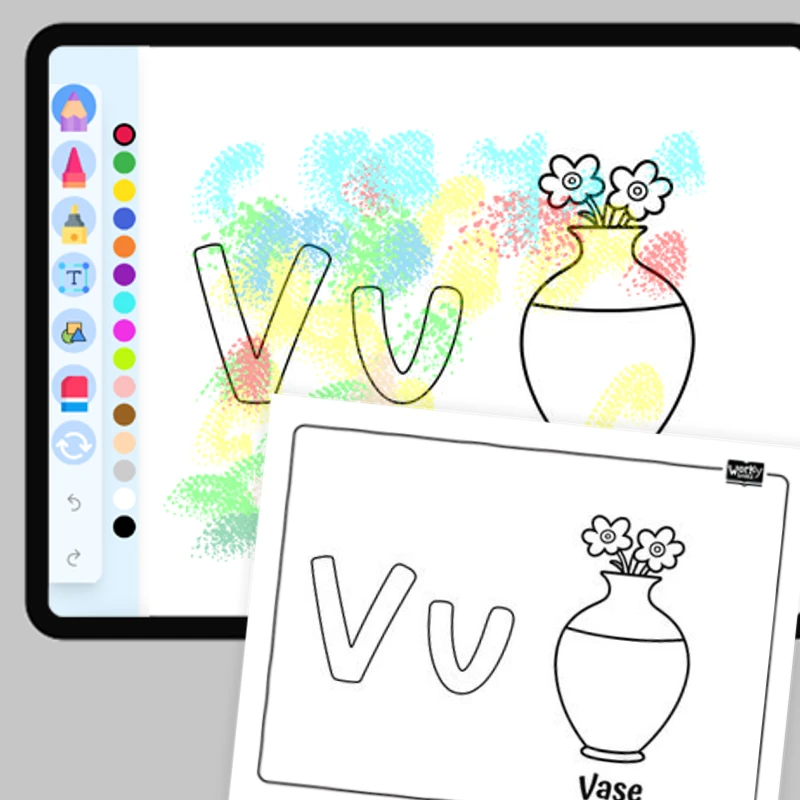 V for Vase - Everyday Objects — coloring-pages coloring page for Grade 1, Grade 2, Grade 3, Grade 4, Grade 5, page 1 of 1