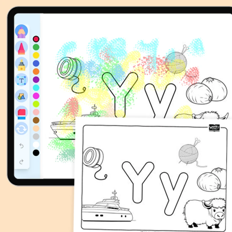 Letter Y — coloring-pages coloring page for Grade 1, Grade 2, Grade 3, Grade 4, Grade 5, page 1 of 1