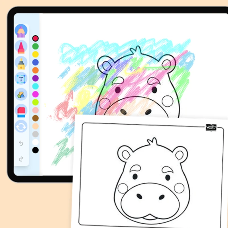 Animal face - Hippo — coloring-pages coloring page for Grade 1, Grade 2, Grade 3, Grade 4, Grade 5, page 1 of 1
