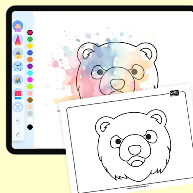 Animal face - Polar Bear — coloring-pages coloring page for Grade 1, Grade 2, Grade 3, Grade 4, Grade 5, page 1 of 1
