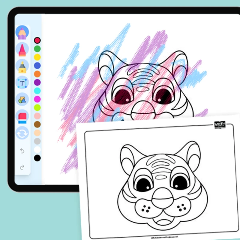 Animal face - Tiger — coloring-pages coloring page for Grade 1, Grade 2, Grade 3, Grade 4, Grade 5, page 1 of 1