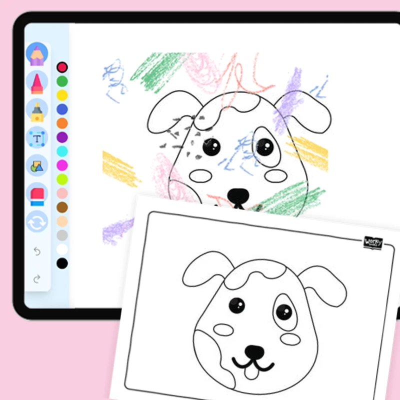 Animal face - Dog — coloring-pages coloring page for Grade 1, Grade 2, Grade 3, Grade 4, Grade 5, page 1 of 1
