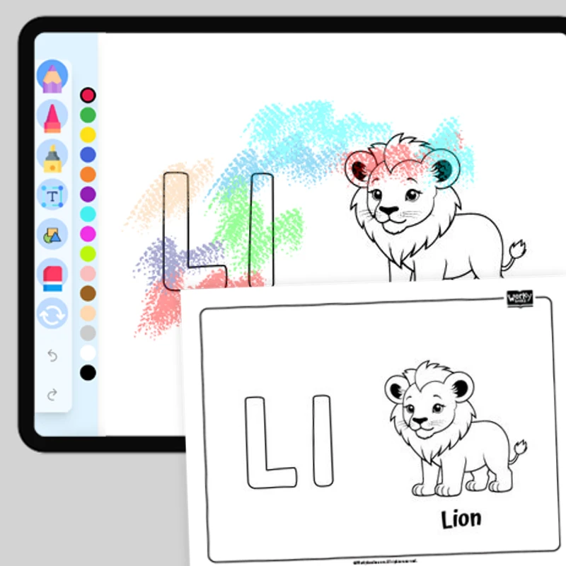 Lounging Lion, Alphabet L — coloring-pages coloring page for Grade 1, Grade 2, Grade 3, Grade 4, Grade 5, page 1 of 1