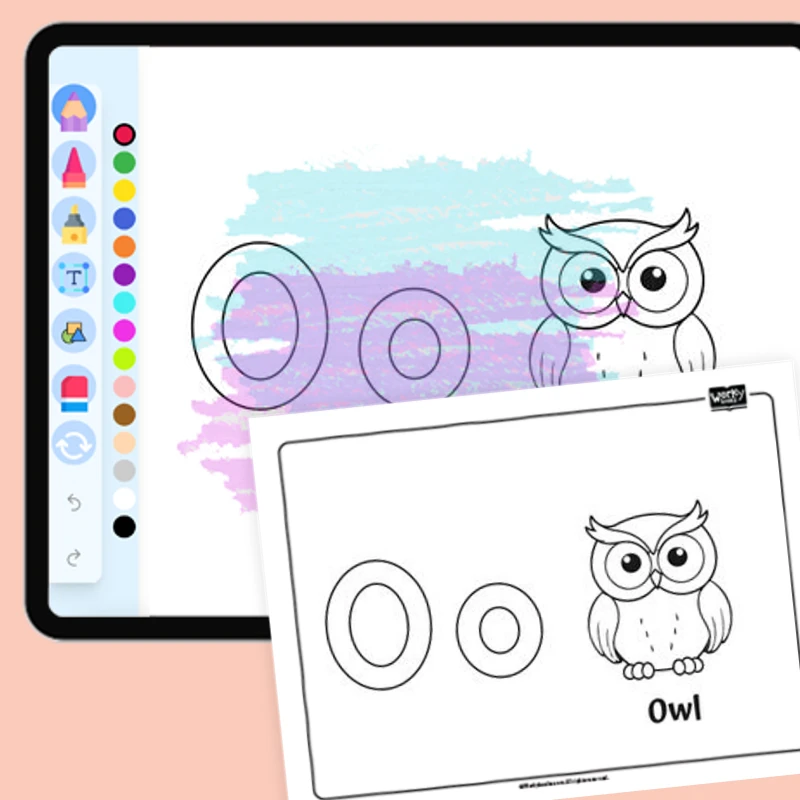 Observant Owl, Alphabet O — coloring-pages coloring page for Grade 1, Grade 2, Grade 3, Grade 4, Grade 5, page 1 of 1