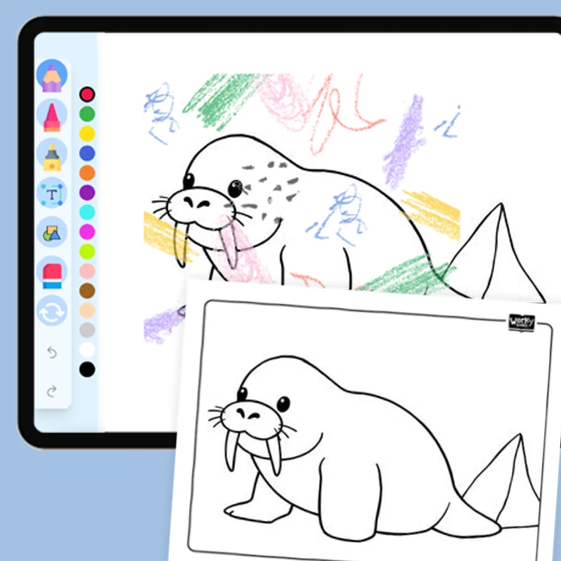 Artic Animal Walrus — coloring-pages coloring page for Grade 1, Grade 2, Grade 3, Grade 4, Grade 5, page 1 of 1