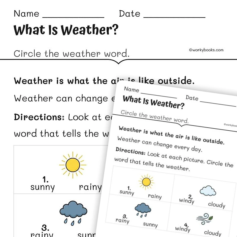 What Is Weather? — science worksheet for Grade K, Grade 1, Grade 2, page 1 of null