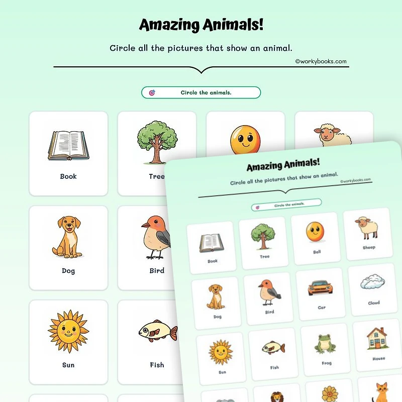 Amazing Animals — science worksheet for Grade K, Grade 1, Grade 2, page 1 of null
