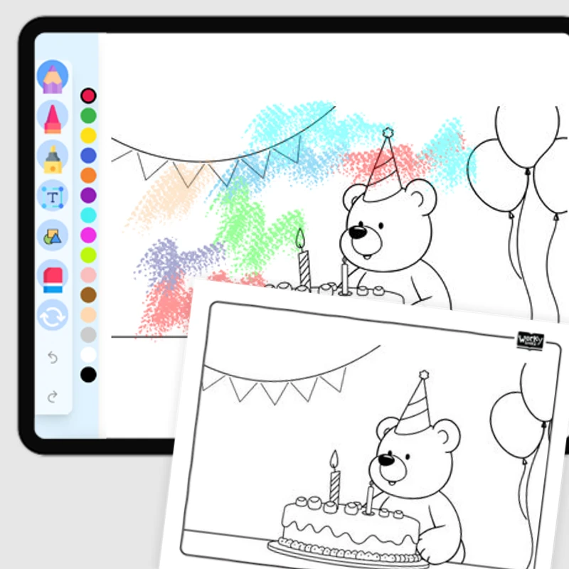Teddy with Cake — coloring-pages coloring page for Grade 1, Grade 2, Grade 3, Grade 4, Grade 5, page 1 of 1