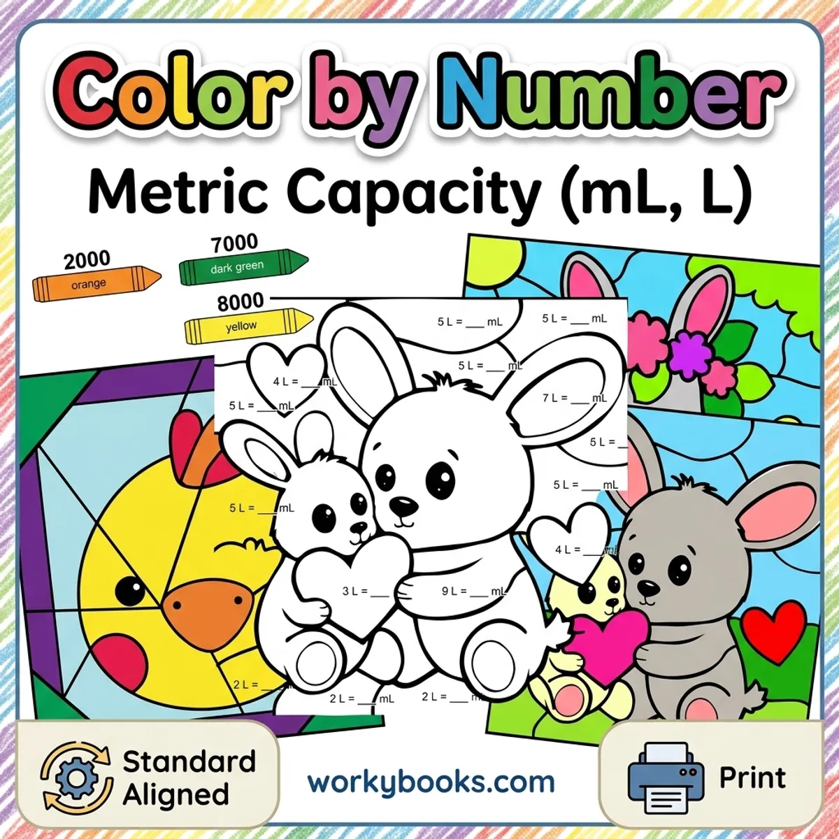 Metric Capacity Conversion | Color by Number Activity — math bundle for Grade 4, Grade 5, page 1 of undefined