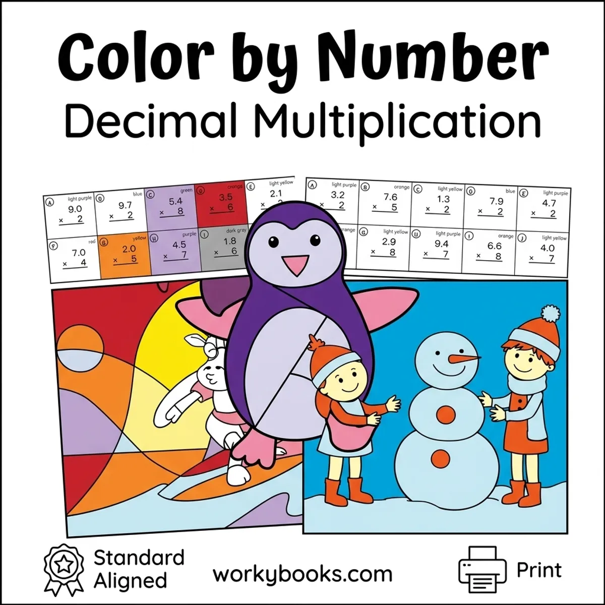 Multiplying Decimals | Color by Number Worksheets — math bundle for Grade 5, page 1 of undefined
