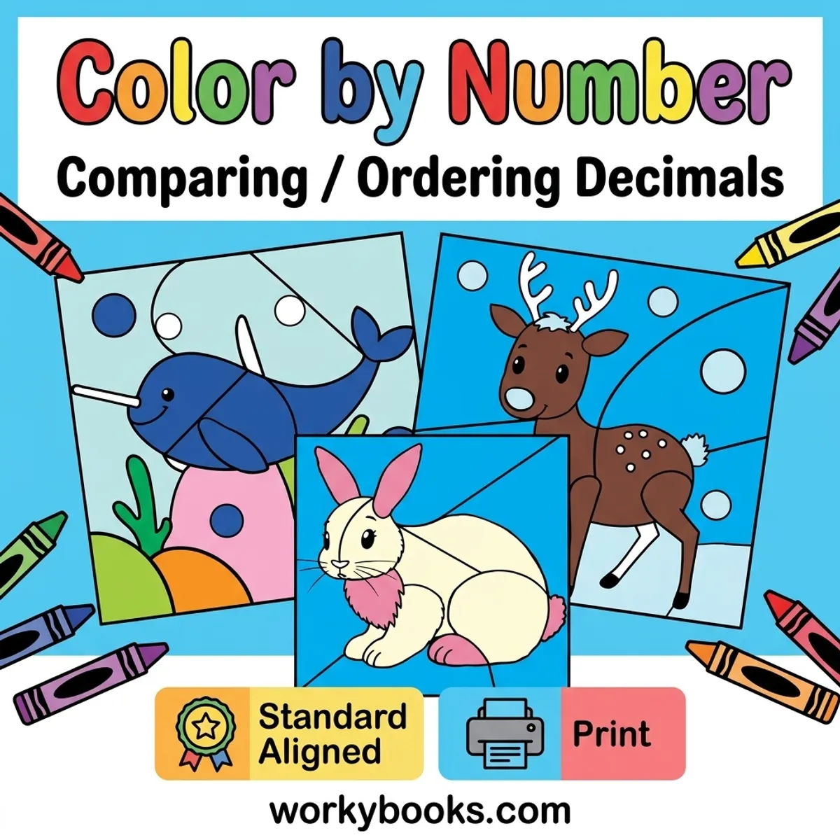 Comparing Decimals | Color by Number Activity | Math Worksheets — math bundle for Grade 4, Grade 5, page 1 of undefined