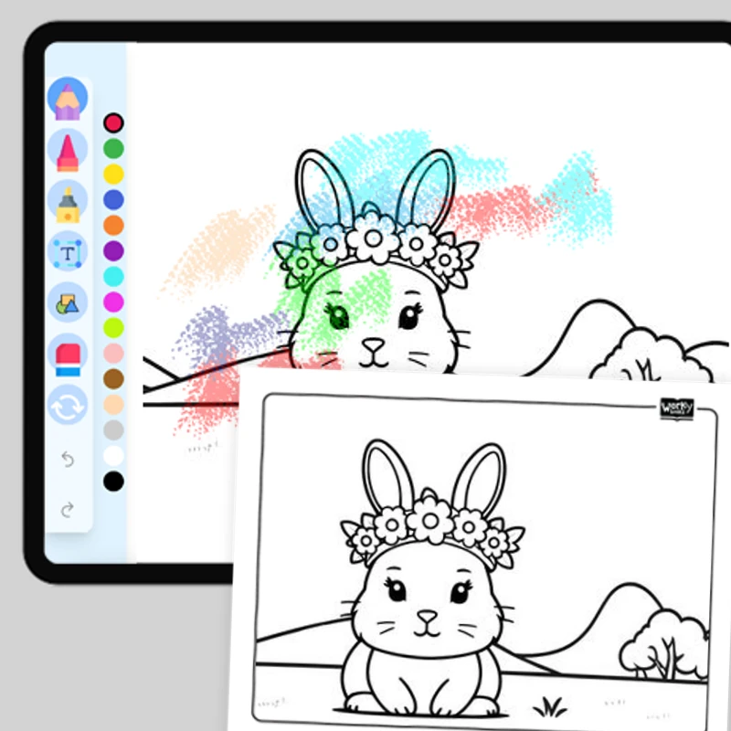 Bunny with a Flower Crown — coloring-pages coloring page for Grade 1, Grade 2, Grade 3, Grade 4, Grade 5, page 1 of 1