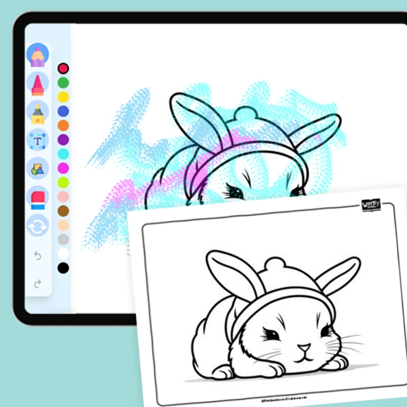 Bunny with a Sleeping Cap — coloring-pages coloring page for Grade 1, Grade 2, Grade 3, Grade 4, Grade 5, page 1 of 1
