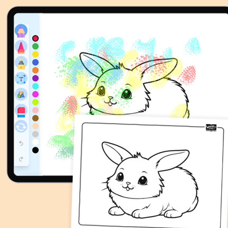 Bunny with a Smiling Face — coloring-pages coloring page for Grade 1, Grade 2, Grade 3, Grade 4, Grade 5, page 1 of 1