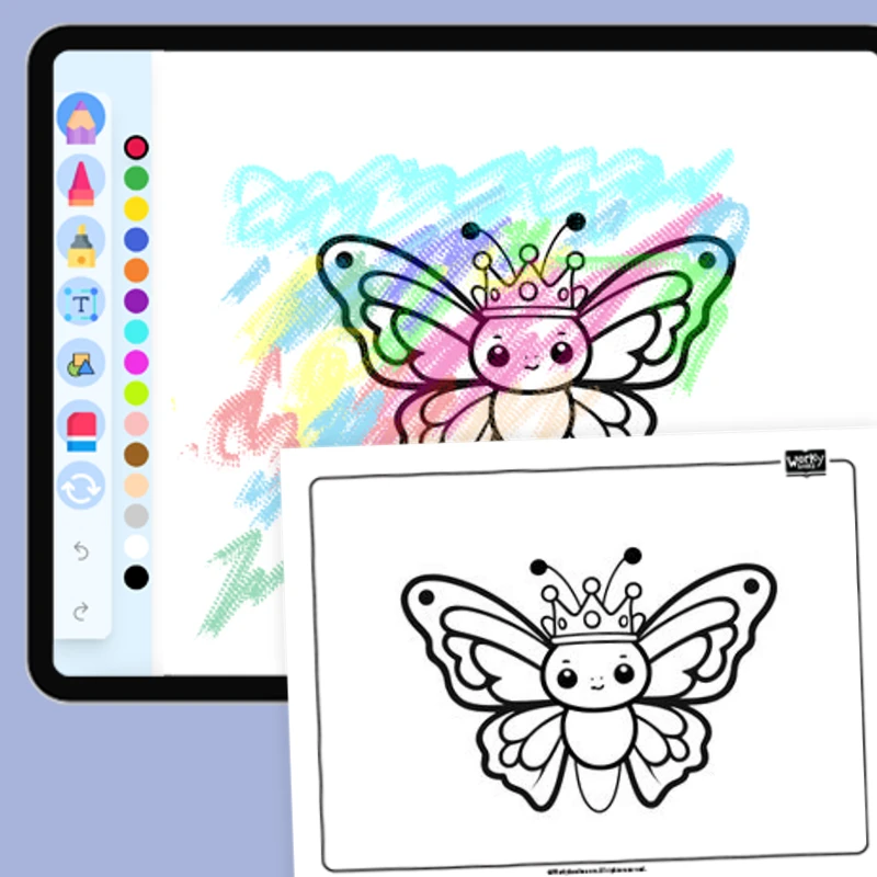 Butterfly with a Crown — coloring-pages coloring page for Grade 1, Grade 2, Grade 3, Grade 4, Grade 5, page 1 of 1