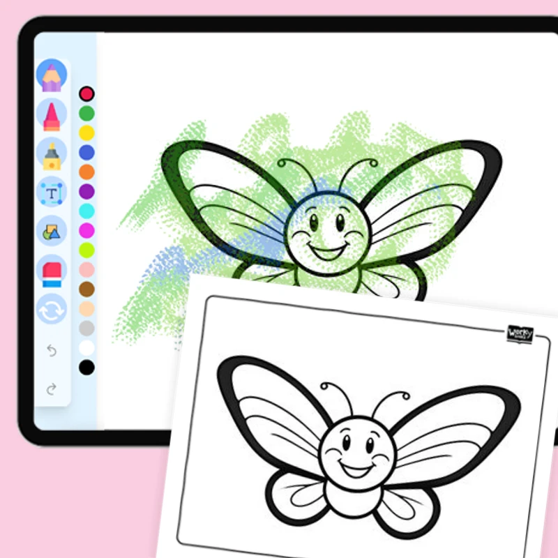 Butterfly with a Smiley Face — coloring-pages coloring page for Grade 1, Grade 2, Grade 3, Grade 4, Grade 5, page 1 of 1