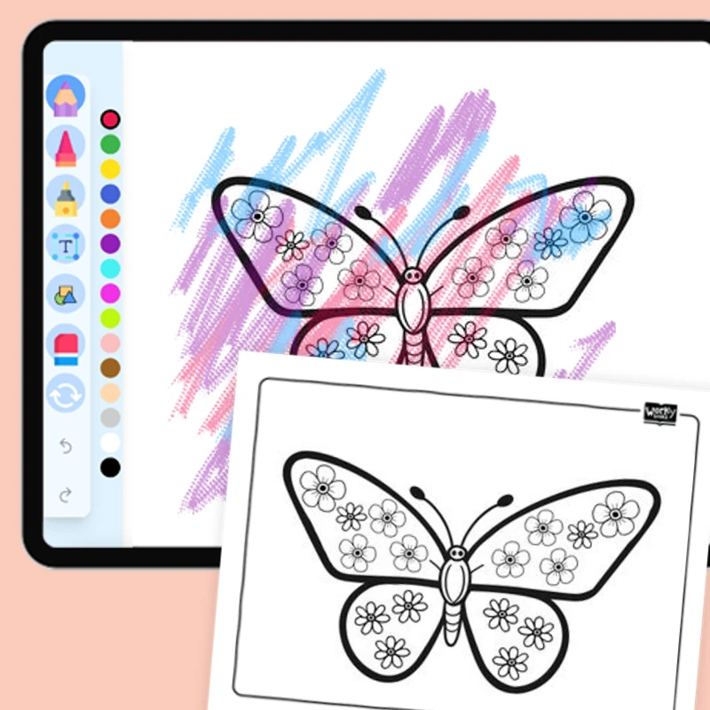 Butterfly with Flower Patterns — coloring-pages coloring page for Grade 1, Grade 2, Grade 3, Grade 4, Grade 5, page 1 of 1