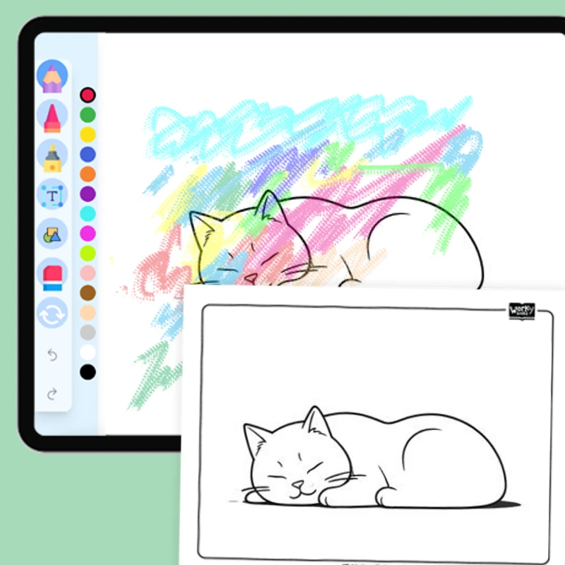 Sleepy Cat — coloring-pages coloring page for Grade 1, Grade 2, Grade 3, Grade 4, Grade 5, page 1 of 1