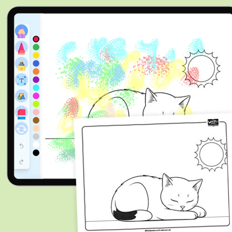 Cat napping in a sun — coloring-pages coloring page for Grade 1, Grade 2, Grade 3, Grade 4, Grade 5, page 1 of 1