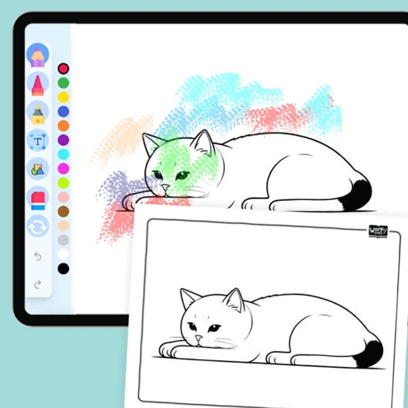 Lazy Cat — coloring-pages coloring page for Grade 1, Grade 2, Grade 3, Grade 4, Grade 5, page 1 of 1
