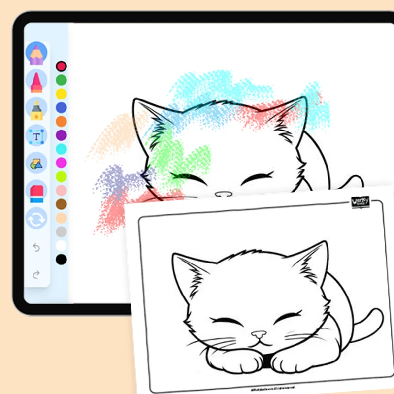 Sleepy Kitten — coloring-pages coloring page for Grade 1, Grade 2, Grade 3, Grade 4, Grade 5, page 1 of 1