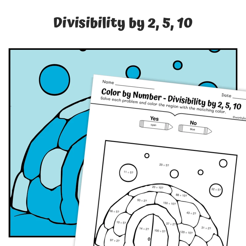 Divisibility Rules Color by Number — CBN.WINTER.22-2 — math worksheet for Grade 4, page 1 of 1