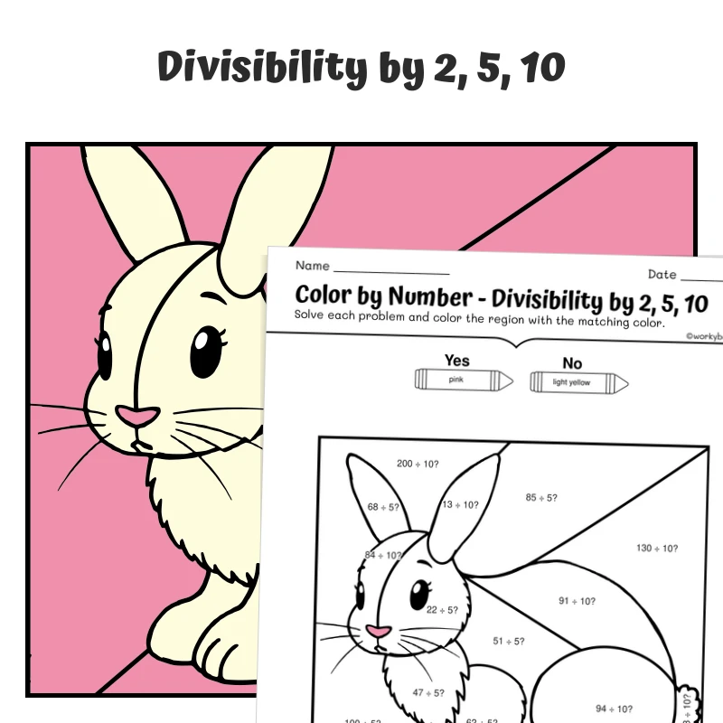 Divisibility Rules Color by Number — Artic Hare — math worksheet for Grade 4, page 1 of 1