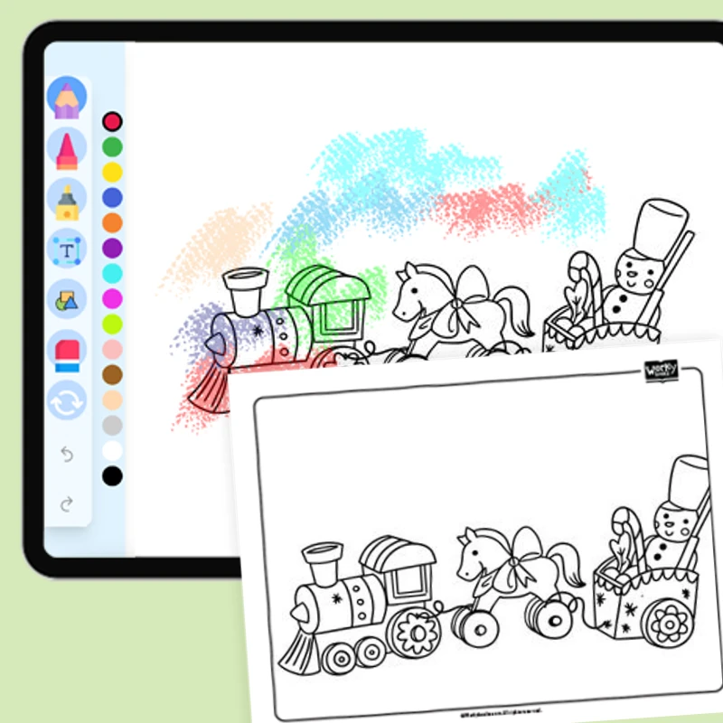 A toy train carrying Christmas gifts — coloring-pages coloring page for Grade 1, Grade 2, Grade 3, Grade 4, Grade 5, page 1 of 1