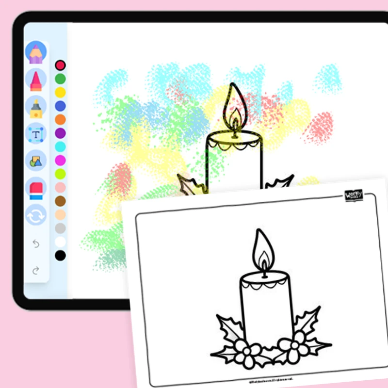 A Christmas candle — coloring-pages coloring page for Grade 1, Grade 2, Grade 3, Grade 4, Grade 5, page 1 of 1
