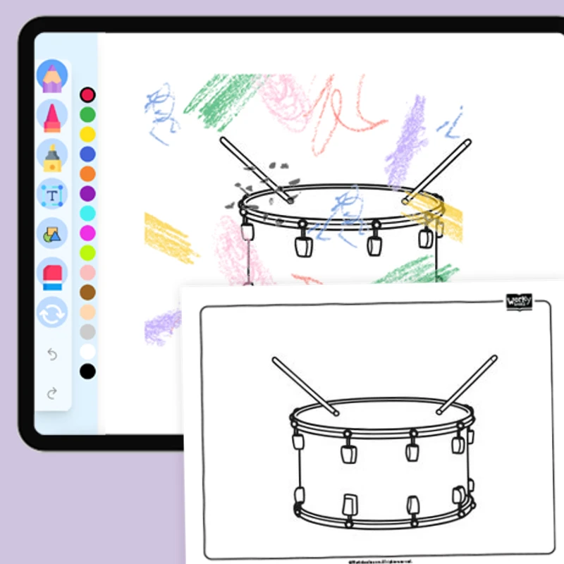 A toy drum — coloring-pages coloring page for Grade 1, Grade 2, Grade 3, Grade 4, Grade 5, page 1 of 1