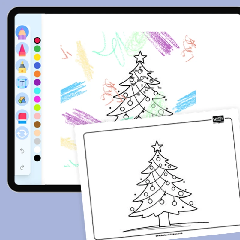 Decorated Christmas tree — coloring-pages coloring page for Grade 1, Grade 2, Grade 3, Grade 4, Grade 5, page 1 of 1