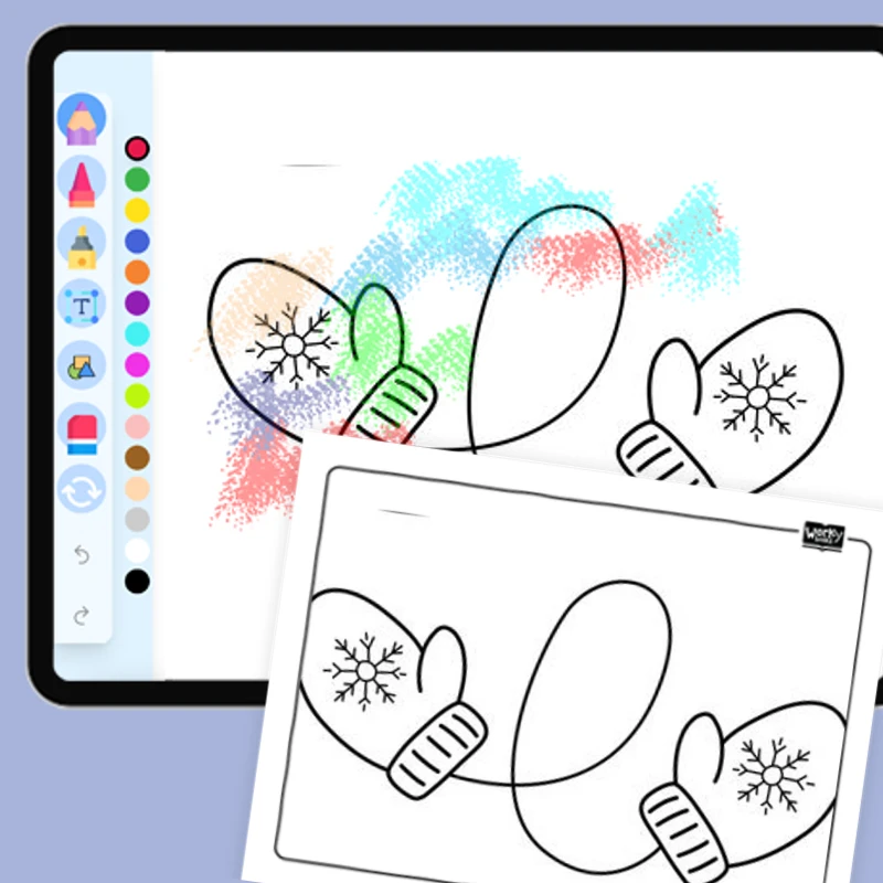 Christmas Mittens — coloring-pages coloring page for Grade 1, Grade 2, Grade 3, Grade 4, Grade 5, page 1 of 1