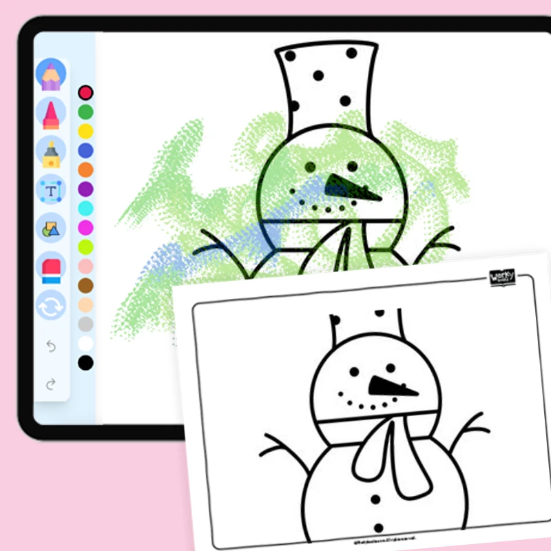 Snowman with Green Scarf — coloring-pages coloring page for Grade 1, Grade 2, Grade 3, Grade 4, Grade 5, page 1 of 1
