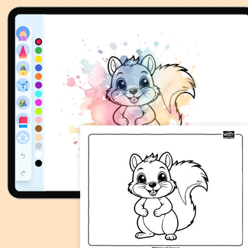 Squirrel's Sparkling Smile — coloring-pages coloring page for Grade 1, Grade 2, Grade 3, Grade 4, Grade 5, page 1 of 1