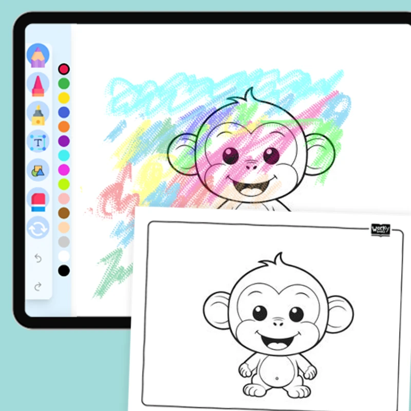 Monkey's Minty Fresh Smile — coloring-pages coloring page for Grade 1, Grade 2, Grade 3, Grade 4, Grade 5, page 1 of 1