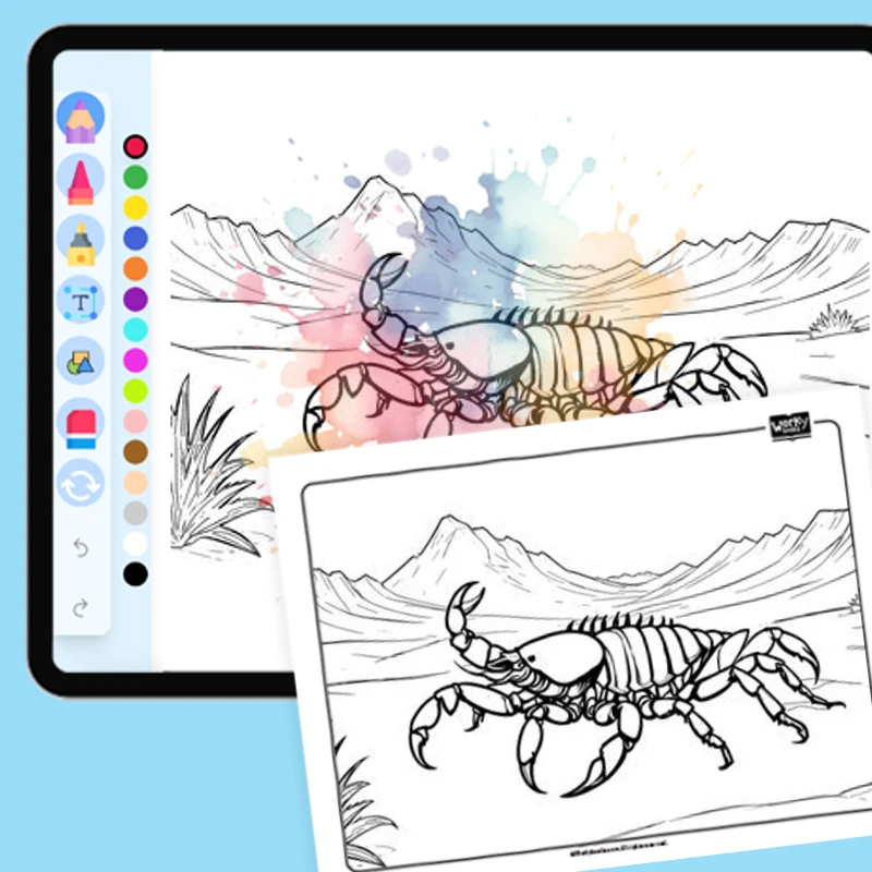 Desert Scorpion — coloring-pages coloring page for Grade 1, Grade 2, Grade 3, Grade 4, Grade 5, page 1 of 1