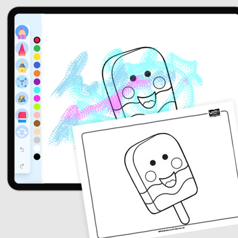 Beaming Popsicle — coloring-pages coloring page for Grade 1, Grade 2, Grade 3, Grade 4, Grade 5, page 1 of 1