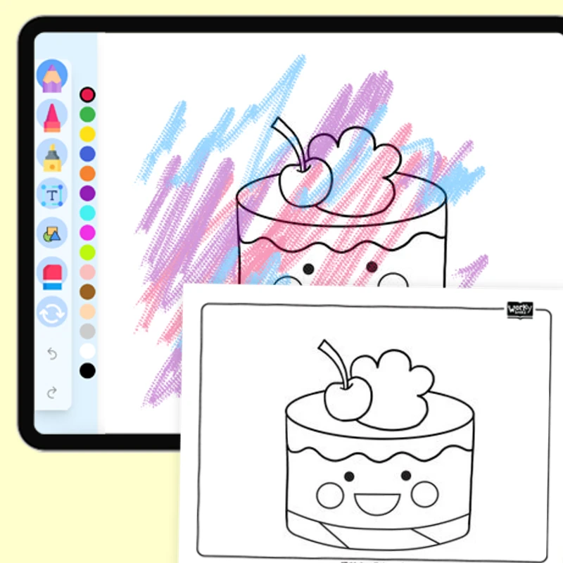 Cake with Cherry — coloring-pages coloring page for Grade 1, Grade 2, Grade 3, Grade 4, Grade 5, page 1 of 1