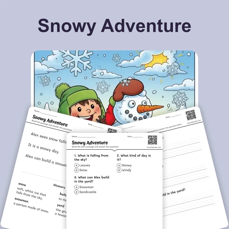 Alex's Snowy Adventure-Short Story — ela — reading comprehension for Grade 1, Grade 2, page 1 of 4