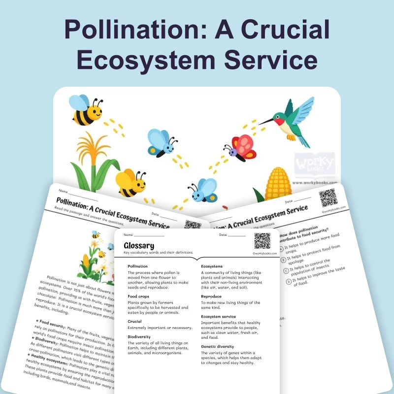 Pollination: A Crucial Ecosystem Service — ela — reading comprehension for Grade 4, Grade 5, page 1 of 4