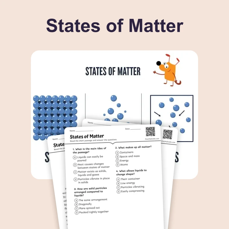 The States of Matter: Solid — ela — reading comprehension for Grade 4, Grade 5, page 1 of 4