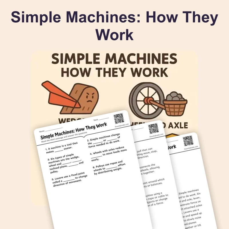 Simple Machines: How They Work — ela — reading comprehension for Grade 4, Grade 5, page 1 of 4